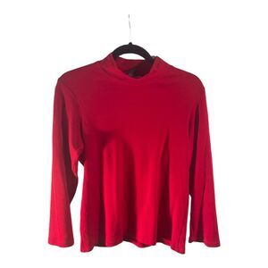 Karen Scott Top Women Mock Neck Long Sleeve Layering Pullover 100%Cotton Size PL